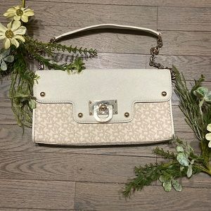 DKNY Vintage Logo Print Chain Flap Shoulder Bag/Clutch